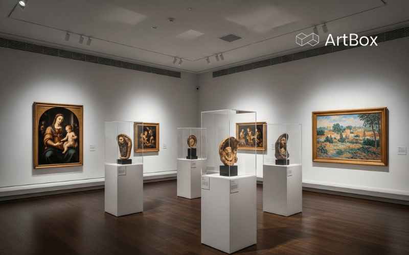 obras maestras del Renacimiento e Impresionismo en galeria de museo